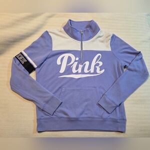 PINK by Victoria's Secret Y2K Quarter Zip Pullover Lavender & White, Size M‎